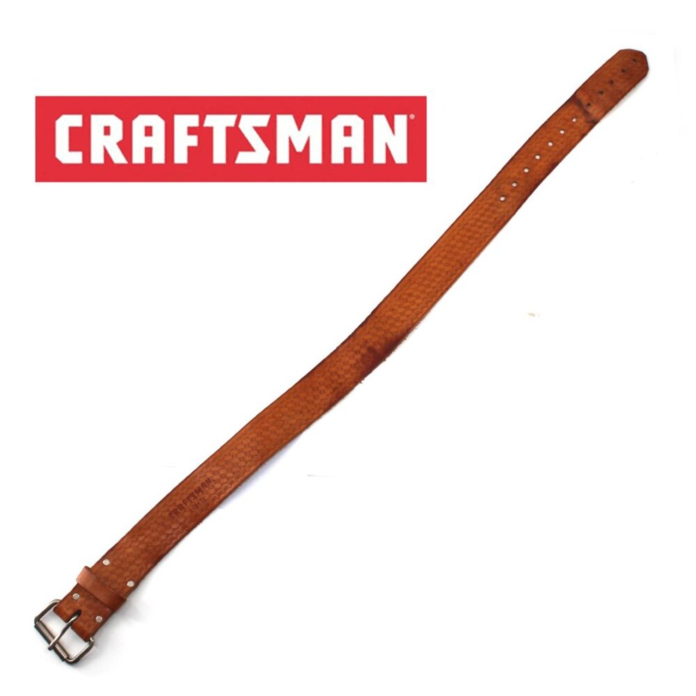 Vintage Craftsman Leather Belt Basketweave Tooled Wide Tan Distressed SZ S/M